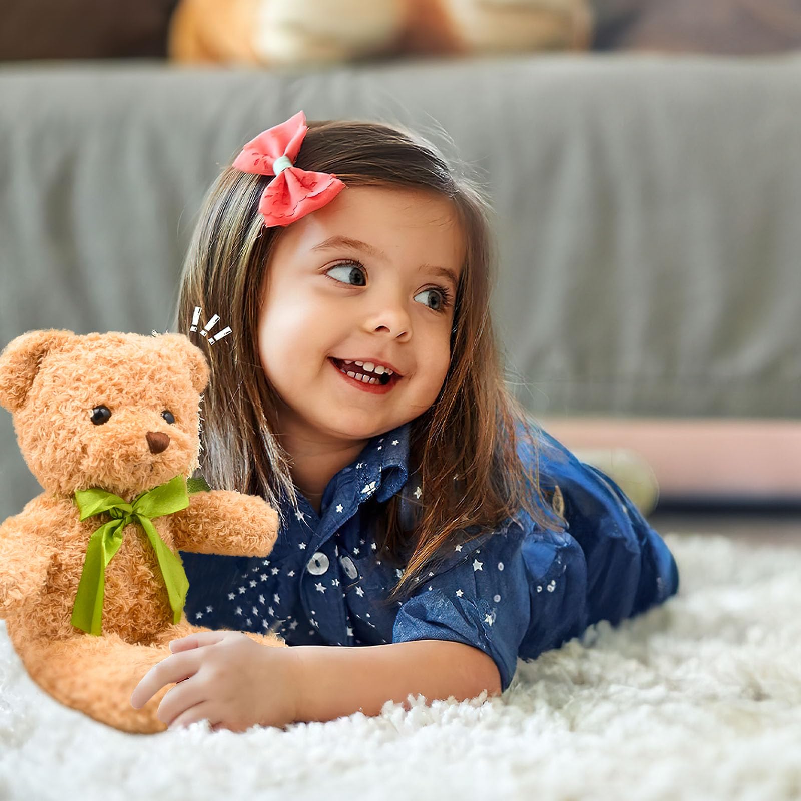 LYCN 15 Pack Kleine Teddybären, 25 cm Plüschbär Spielzeug, Niedliche Weiche Bären Stofftiere mit Schleifen für Abschlussfeier, Geburtstag, Hochzeit, Weiß, Braun (25cm)