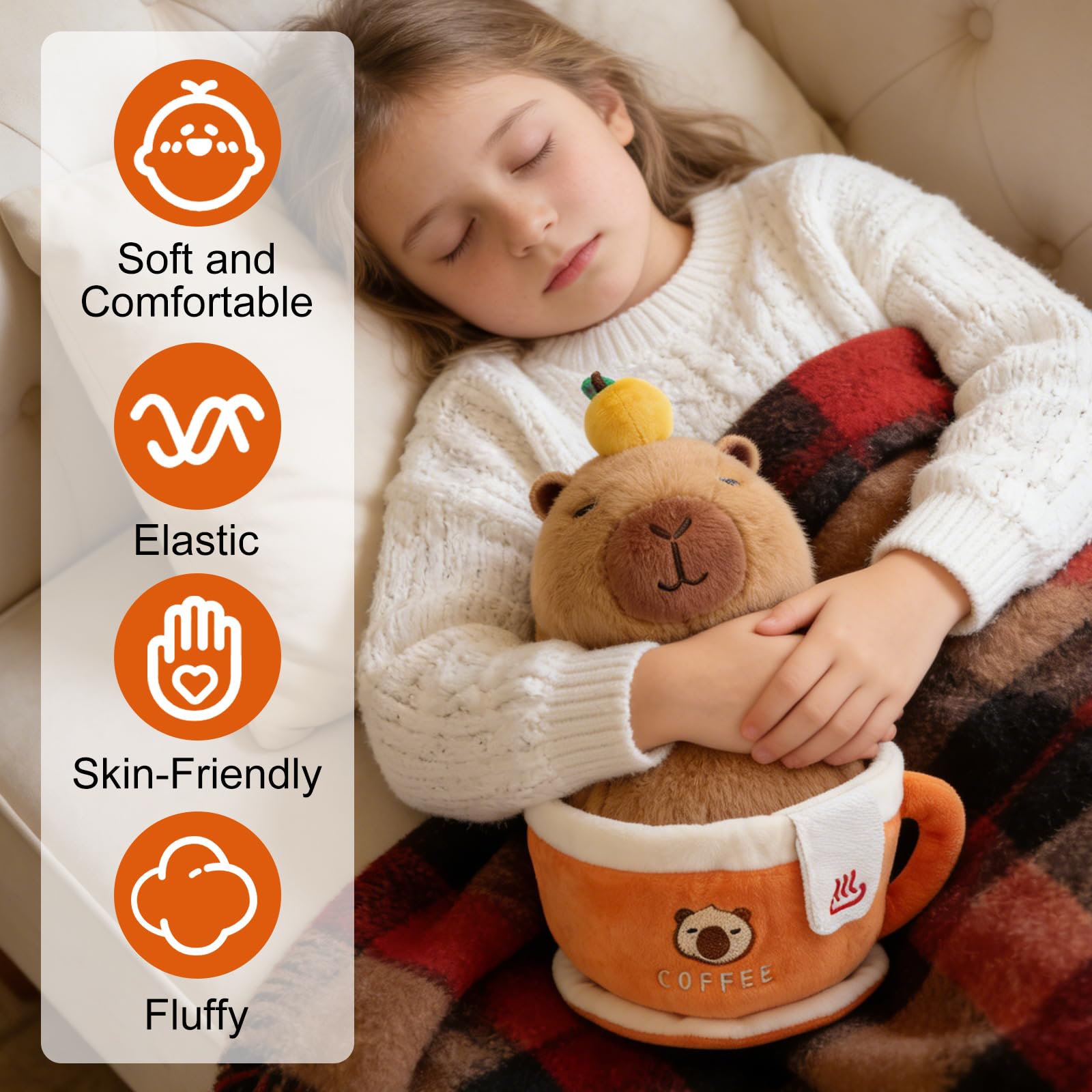 GTNCE Plüschtier Capybara Kuscheltier Groß 28 cm 2 in 1 mit Kaffeetasse Stofftier Capybara Geschenke Spielzeug Mädchen Junge Kinder Kawaii Plüschtier Wasserschwein Kuscheltier Abnehmbare Weihnachten