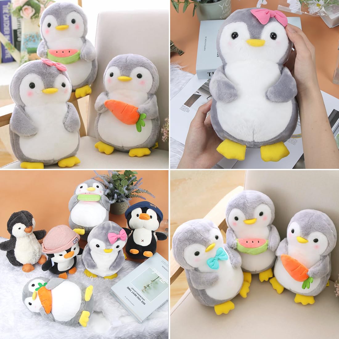 Wishstar Kuscheltier Pinguin Plüschtier für Mädchen, Stofftier Schmusetier zum Kuscheln & Spielen, Plüschtier Pinguin Geschenk, Pudgy Penguins Plush Für Mädchen(Pinguin mit Schleife,25 cm)