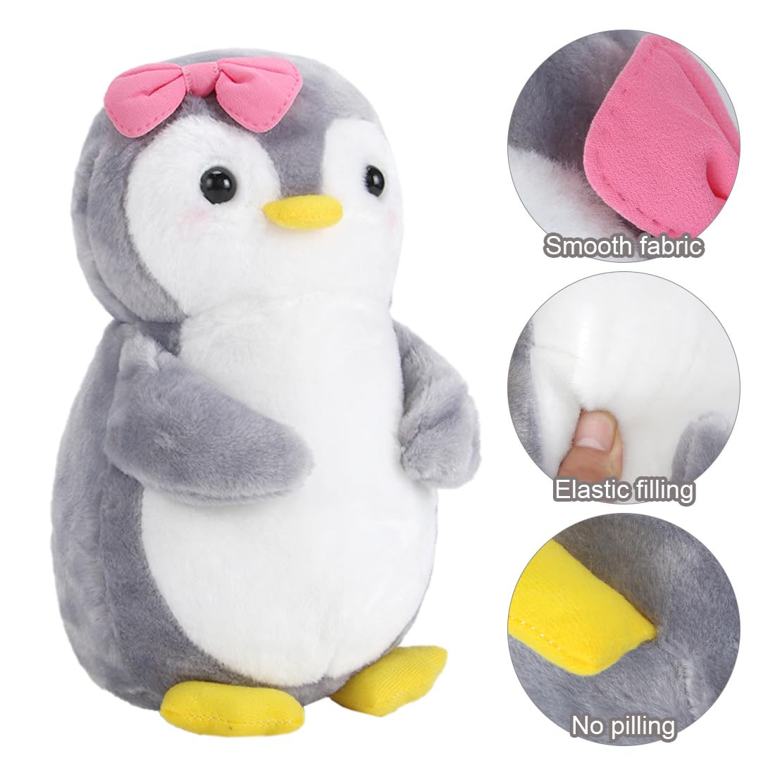 Wishstar Kuscheltier Pinguin Plüschtier für Mädchen, Stofftier Schmusetier zum Kuscheln & Spielen, Plüschtier Pinguin Geschenk, Pudgy Penguins Plush Für Mädchen(Pinguin mit Schleife,25 cm)