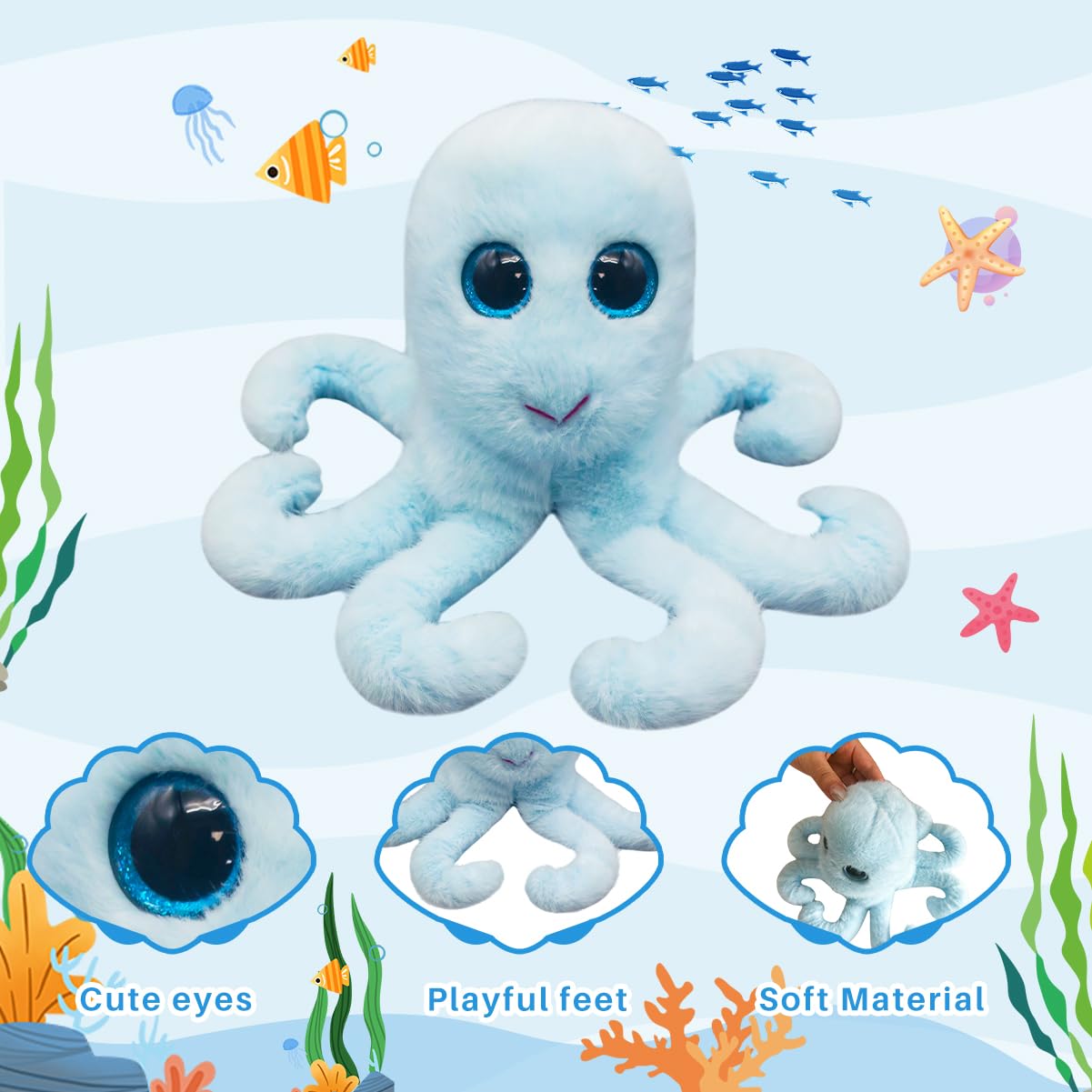 Gisqis Octopus Kuscheltier Süß 25cm Oktopus Kuscheltier Baby Krake Plüschtier Weiche Stofftier Plushies Für Kinder Geburtstage Und Besondere Anlässe