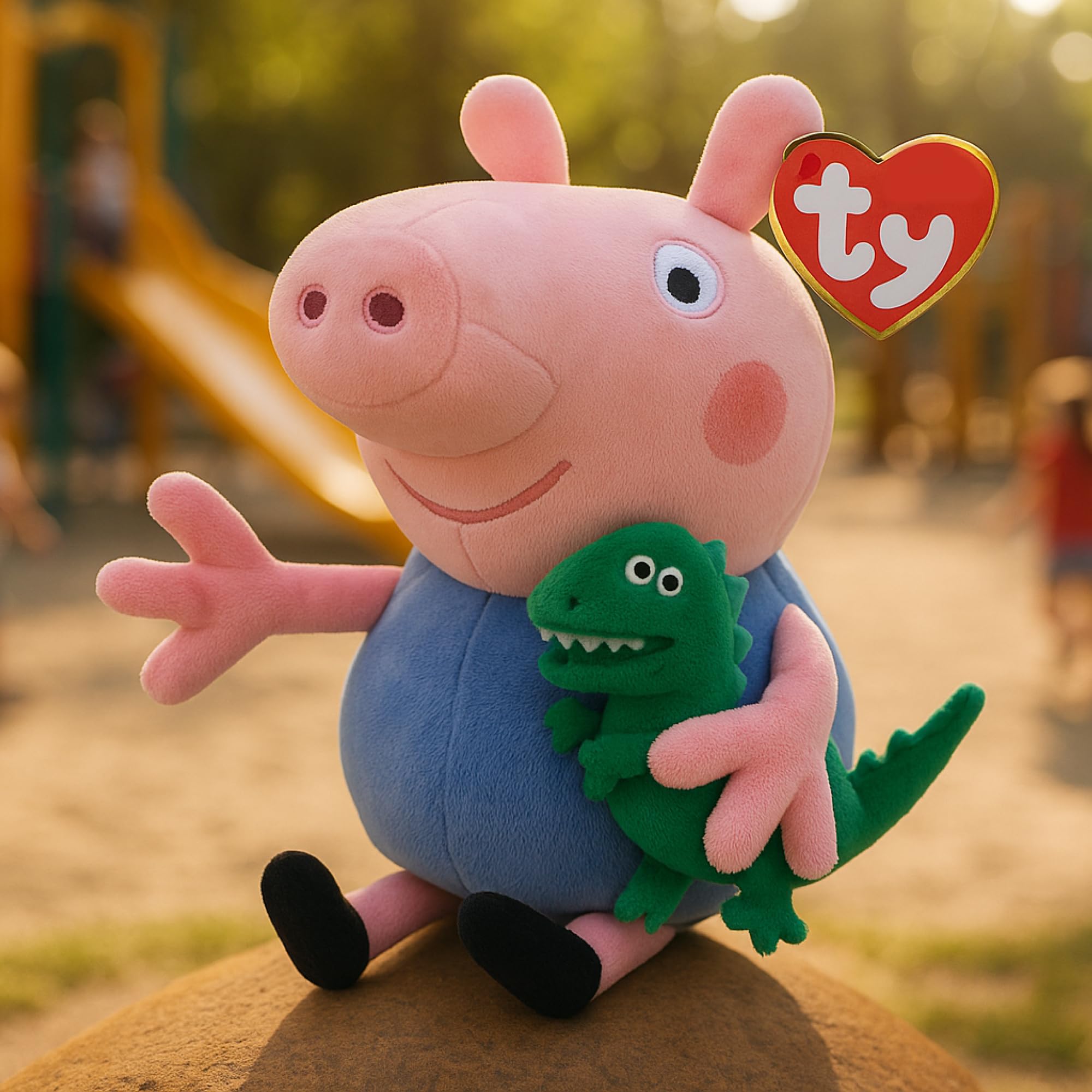 TY George Plüschtier, weicher Teddy für Kinder, sammelbares Baby-Stofftier, hochwertige, kuschelige Geschenkidee für Jungen und Mädchen, 15 cm, Rosa