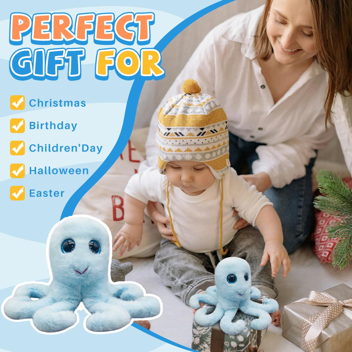 Gisqis Octopus Kuscheltier Süß 25cm Oktopus Kuscheltier Baby Krake Plüschtier Weiche Stofftier Plushies Für Kinder Geburtstage Und Besondere Anlässe