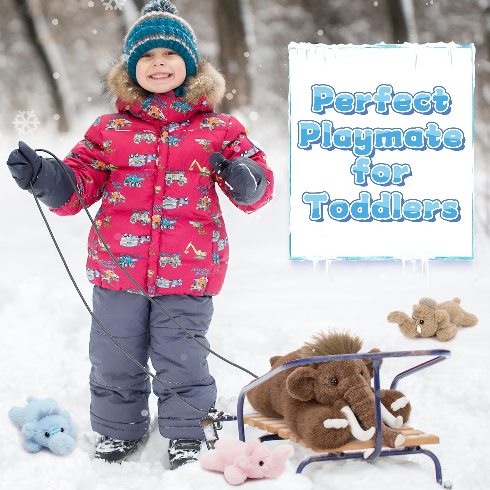 MorisMos 4 stücke Mammut Plüschtier Stofftier XXL, 55cm groß Elefant Kuscheltier XXL mit 3 Babys im Bauch, weich Plüschelefant Geburtstag Weihnachten Geschenk für Baby Kinder