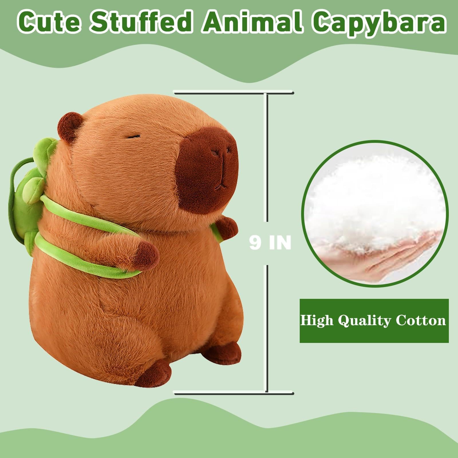SHUOHONG Niedlichen Capybara Plushies, Wasserschwein Plüschtier mit Schildkrötenrucksack, Simulation Tier Capybara Puppen, Süße Kuscheltiere, für Home Deko Kinder Geschenk