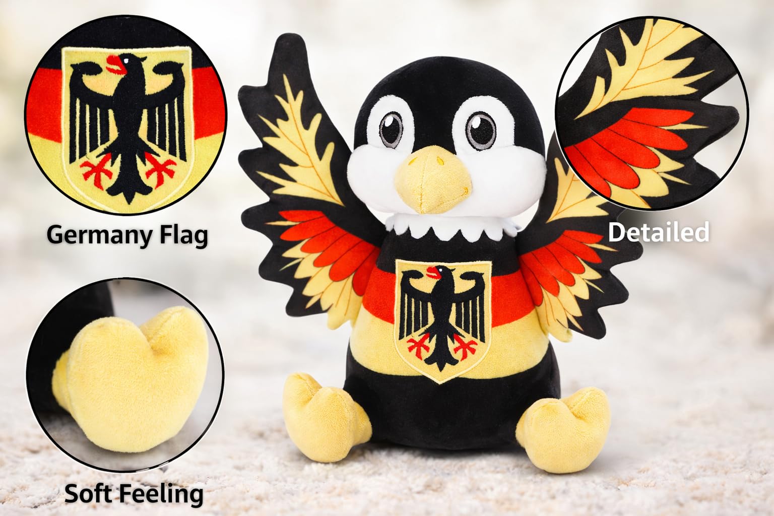ProSx Kuscheltier I Individuell I Kuschelkissen aus Plüsch I Plüschtiere mit Flaggendesigns I Geschenkidee für Kinder & Erwachsene I 25-30cm I Teddy Buddy zum Kuscheln Baby & Mädchen (Deutschland)