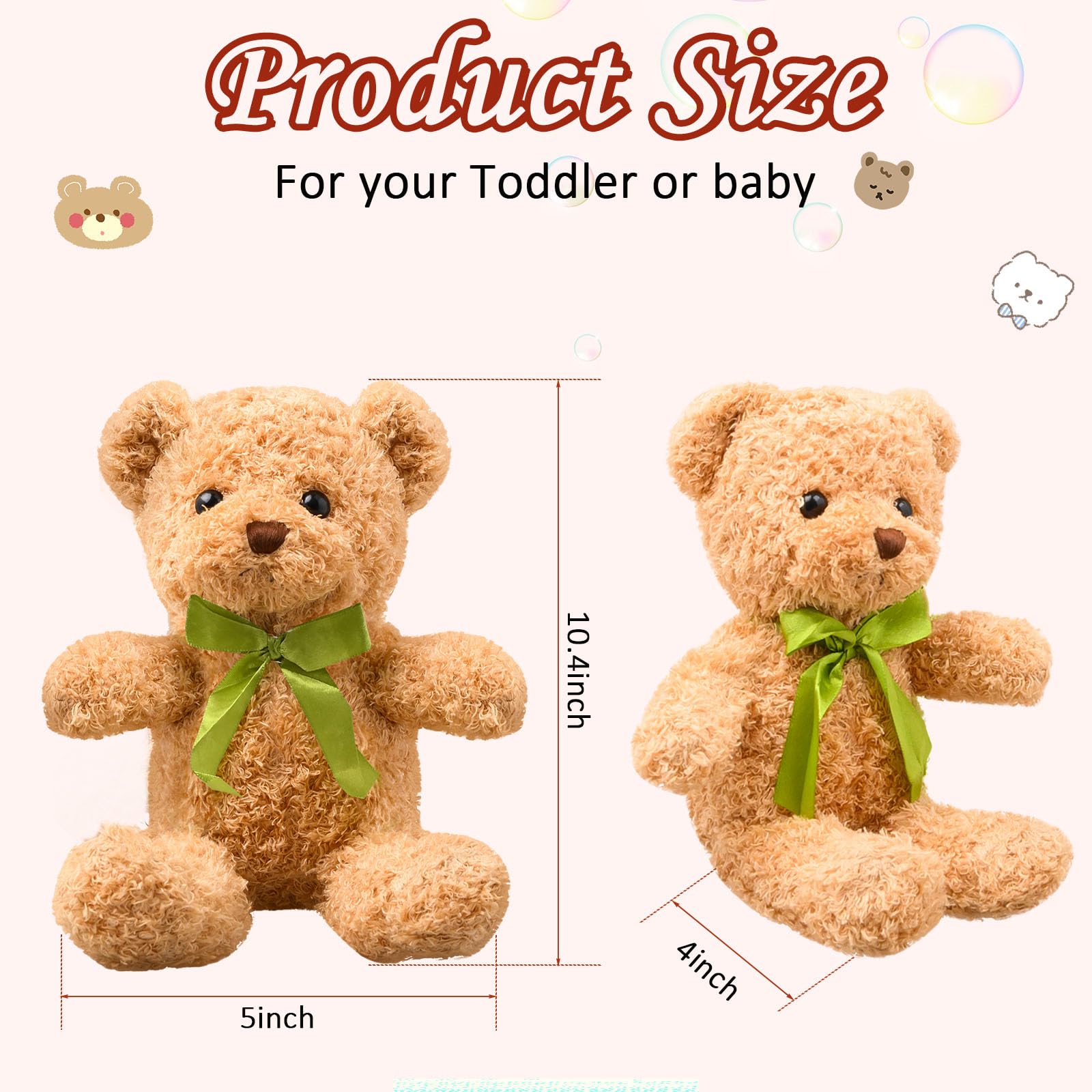 LYCN 15 Pack Kleine Teddybären, 25 cm Plüschbär Spielzeug, Niedliche Weiche Bären Stofftiere mit Schleifen für Abschlussfeier, Geburtstag, Hochzeit, Weiß, Braun (25cm)