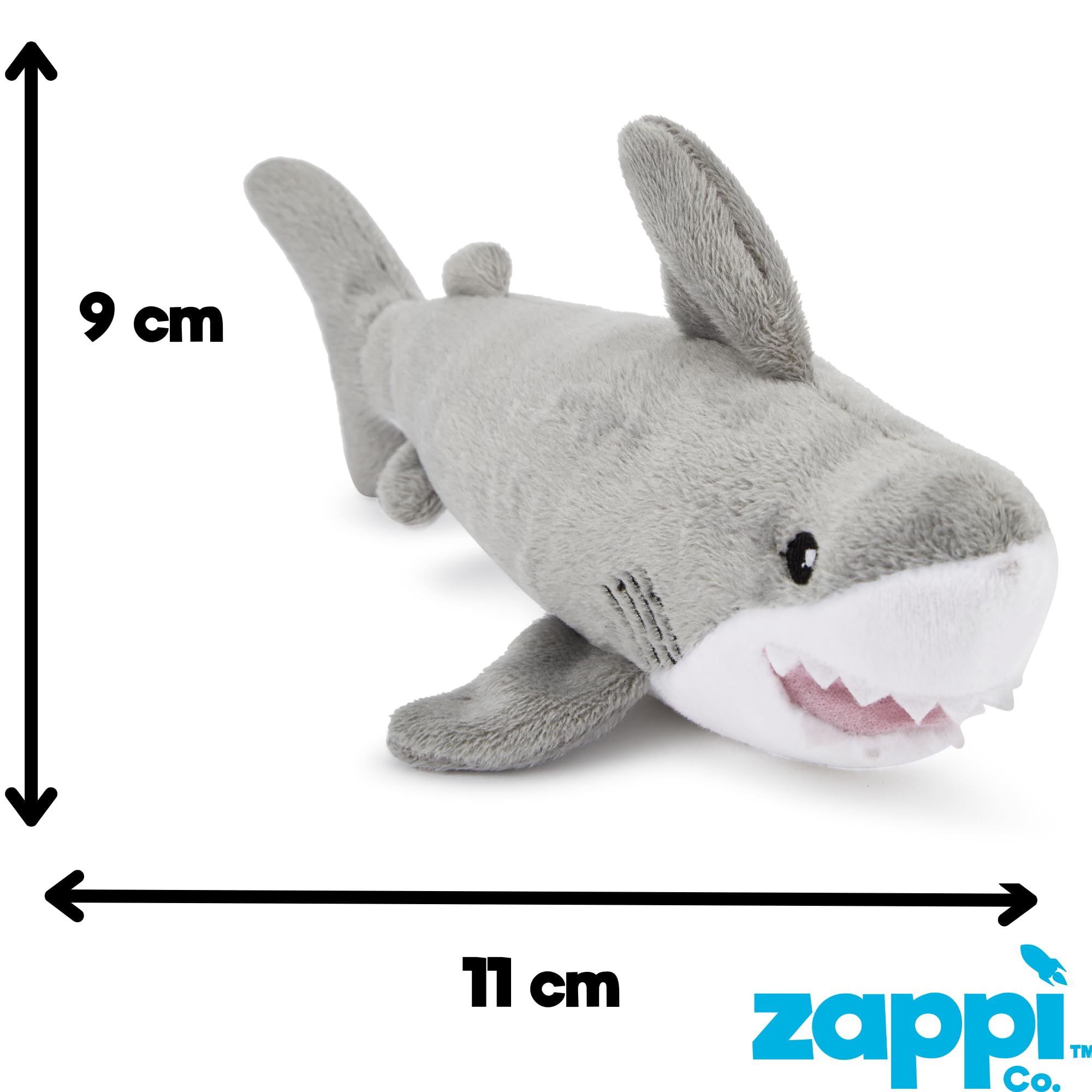 Zappi Co Kinder Kuschelweiches Plüschtier - Perfekte kuschelige Spielgefährten für Kinder Geburtstage und besondere Anlässe(12-15cm) (Hai)