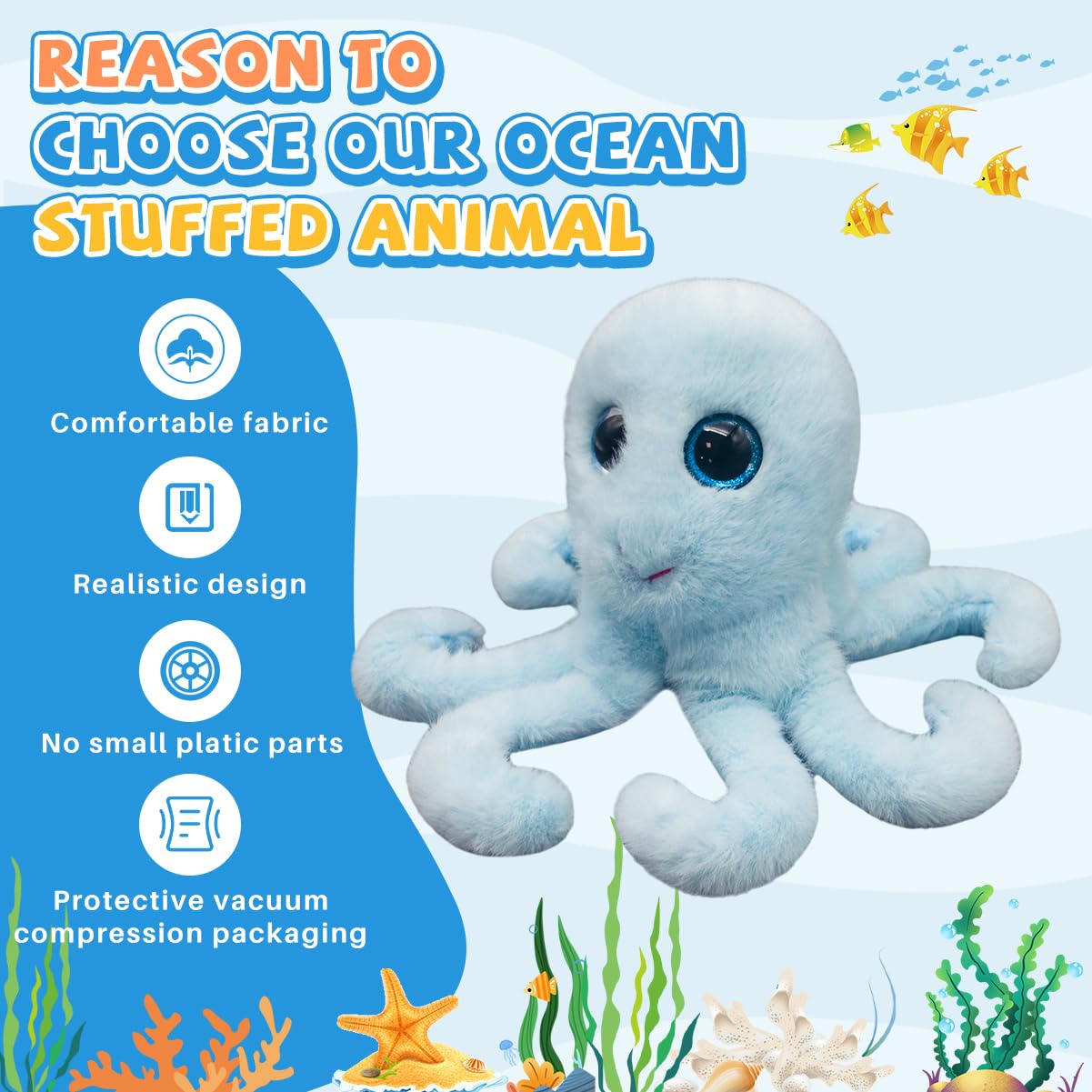 Gisqis Octopus Kuscheltier Süß 25cm Oktopus Kuscheltier Baby Krake Plüschtier Weiche Stofftier Plushies Für Kinder Geburtstage Und Besondere Anlässe