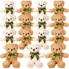 LYCN 15 Pack Kleine Teddybären, 25 cm Plüschbär Spielzeug, Niedliche Weiche Bären Stofftiere mit Schleifen für Abschlussfeier, Geburtstag, Hochzeit, Weiß, Braun (25cm)